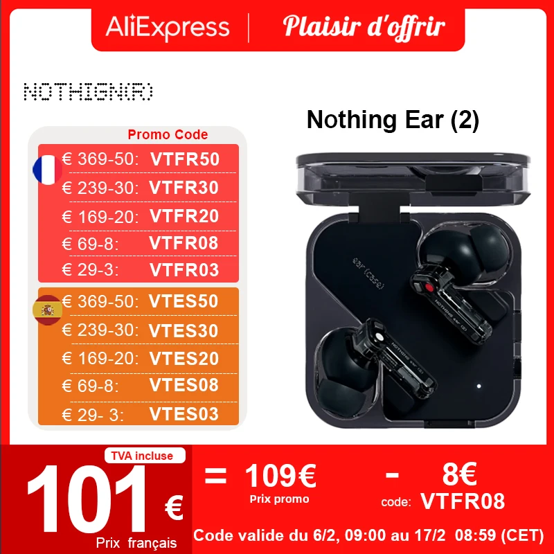Versione Globale Senza Orecchie (2) Auricolari Hi-Res Certificati 40Db Anc 11.6Mm Driver Personalizzato Design A Doppia Camera Bluetooth5.3 Auricolare