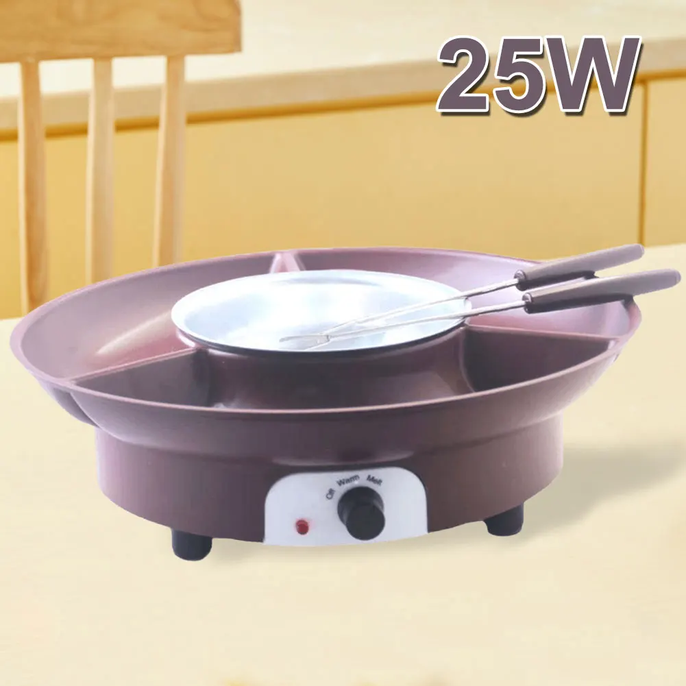 Electric Fondue Pot Set with 3 Section Food Tray and 2 Dipping Forks Chocolate Fountain Machine Chocolate Fondue Kit for Parties