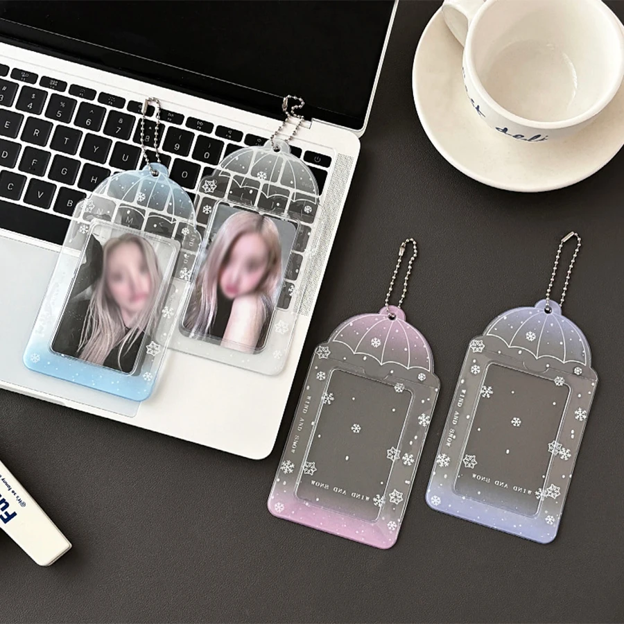 Transparent umbrella Snowflake 3 inch pvc student card cover star storage card cover 5