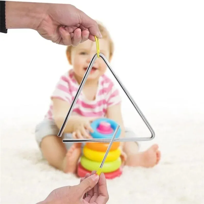 5"/6"/7" Musical Triangle Hand Percussion Instrument with Striker for Children Music Enlightenment Kids Musical Instrument