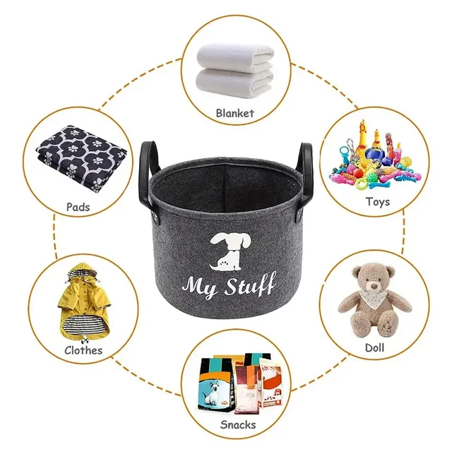 Felt Pet Toy Box Pet Toy Storage Basket Dog Toy Box Special Storage Basket for Organizing Pet Supplies Blanket Pet Storage Box 2