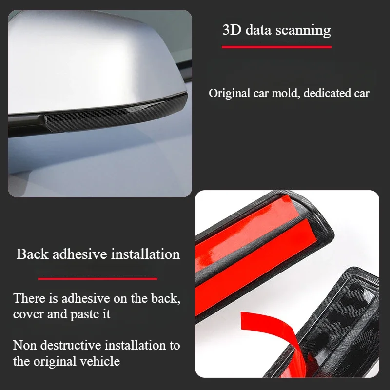 For Tesla Model Y Juniper Model 3 Highland ABS Rear View Mirror Anti-collision Strip Car Reverse Mirror Anti-scratch Accessories