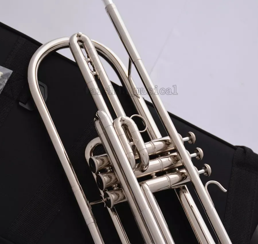 Professional Silver nickel Bb Bass Trumpet 3 Piston Vavles Horn With Case