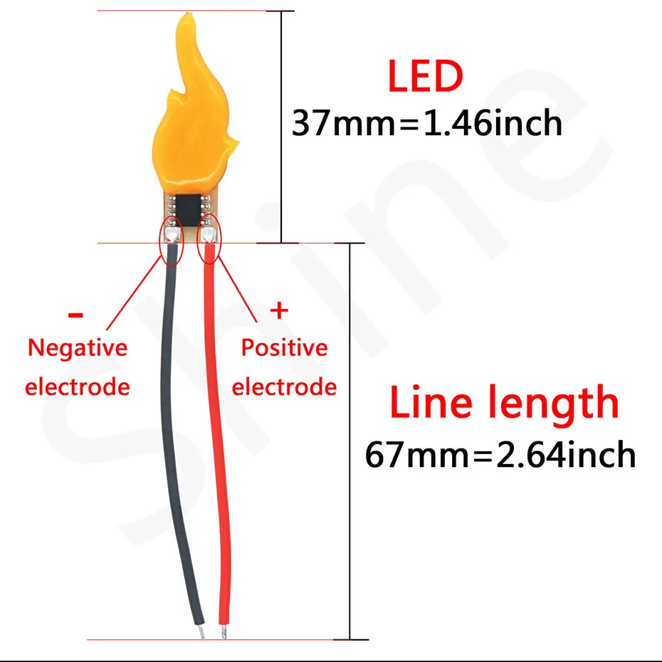 Description Picture 3 of itemDC 3V LED COB Flashlight Candles Edison Flame LED Filament Welding Strip Line 2200K Diode Decoration Light Bulb Accessories