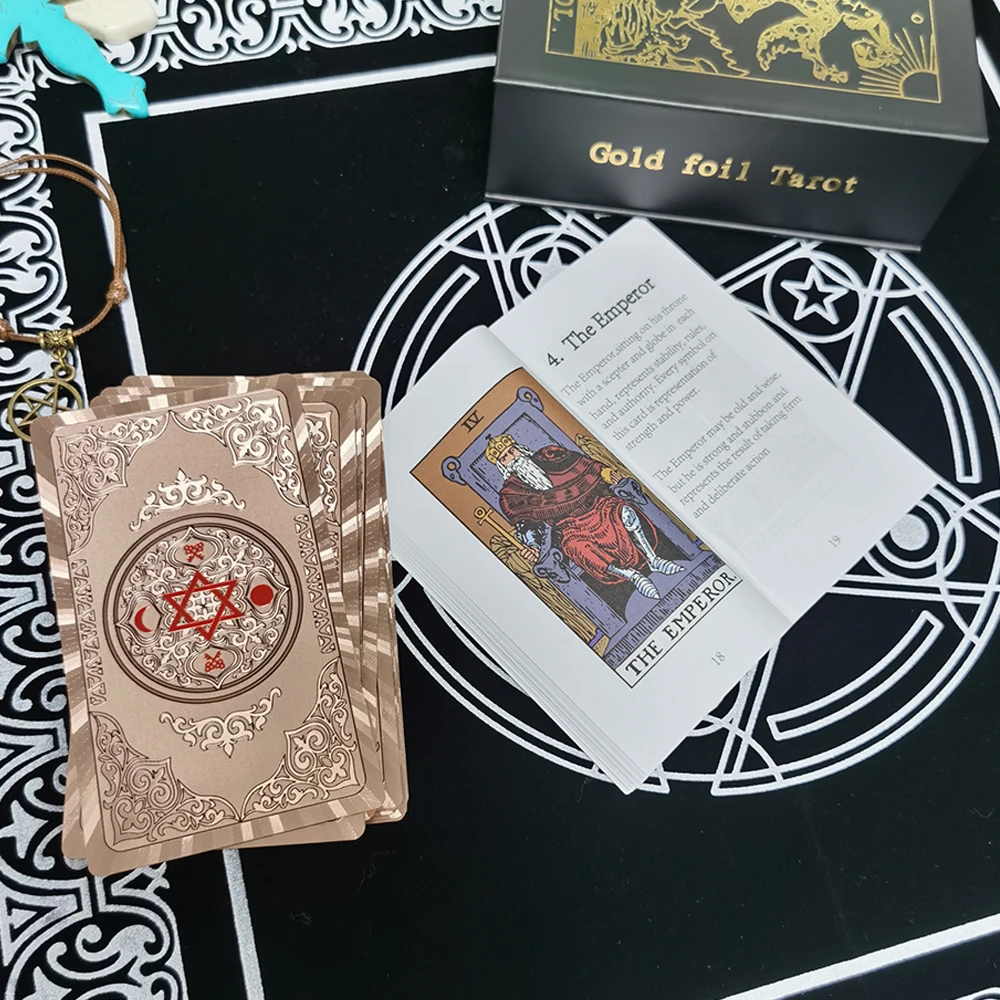 80pcs Astrology Rose Gold Tarot Card Set Table Game 12*7cm Paper Guide  Divination Forecast Waterproof and Wearable High-end