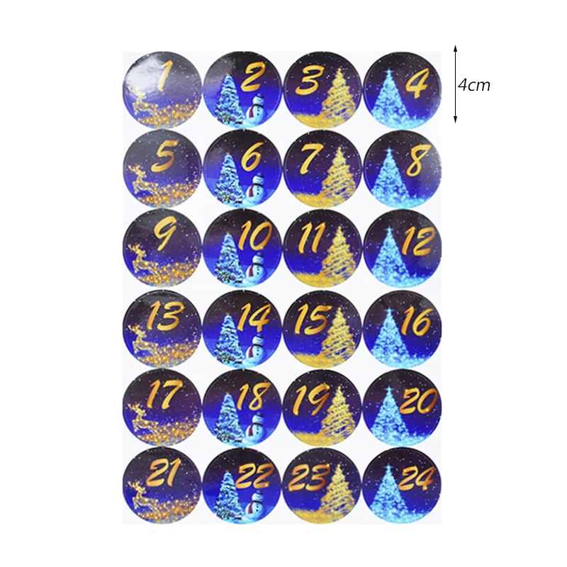 24 adesivi per il calendario dell'avvento; sticker adesivi con i numeri dall'uno al 24 per creare il vostro calendario dell'avvento. - Italia