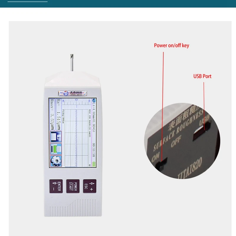 JD520 Split Surface Roughness Tester 3.5 Inches Color TFT Touch Screen Non Destructive Bluetooth 160&mu;m Surface Roughness Meter