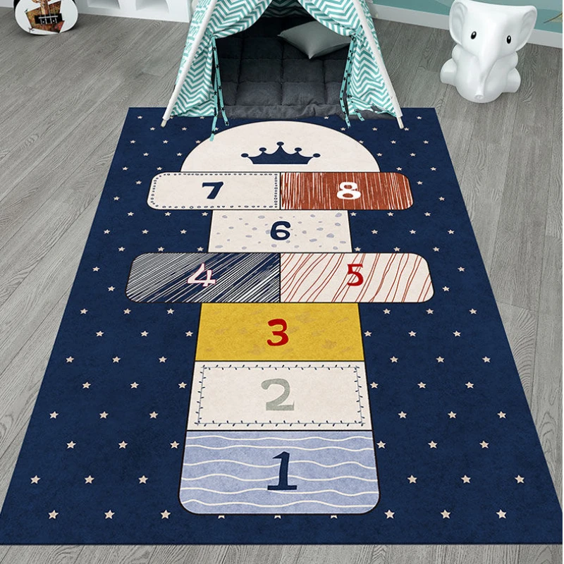 Light Gray Children's Hopscotch Boy Girl Cartoon Game Carpet Living Room Baby Crawling Non-slip Carpet Home Decoration Ornaments floor mat,kids carpet