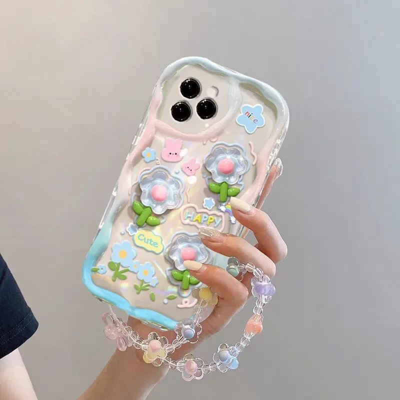 Korean Flower Chain Lanyard Phone Case