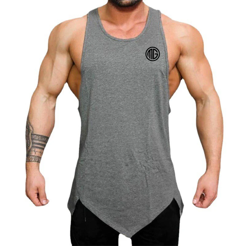 

Summer Gym Bodybuilding Stringer Tank Tops Men Cotton Breathable Slim Sleeveless shirt Fitness Vest Muscle Singlets Workout Tank