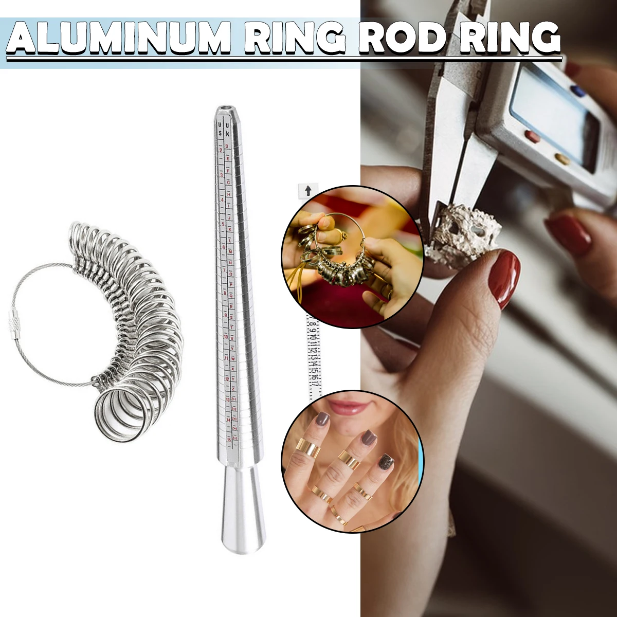 

Ring Sizer Measuring Tool Set Ring Gauges With Finger Sizer Mandrel Ring Sizer Ring Measuring Sizes Jewelry Size Tool Equipments