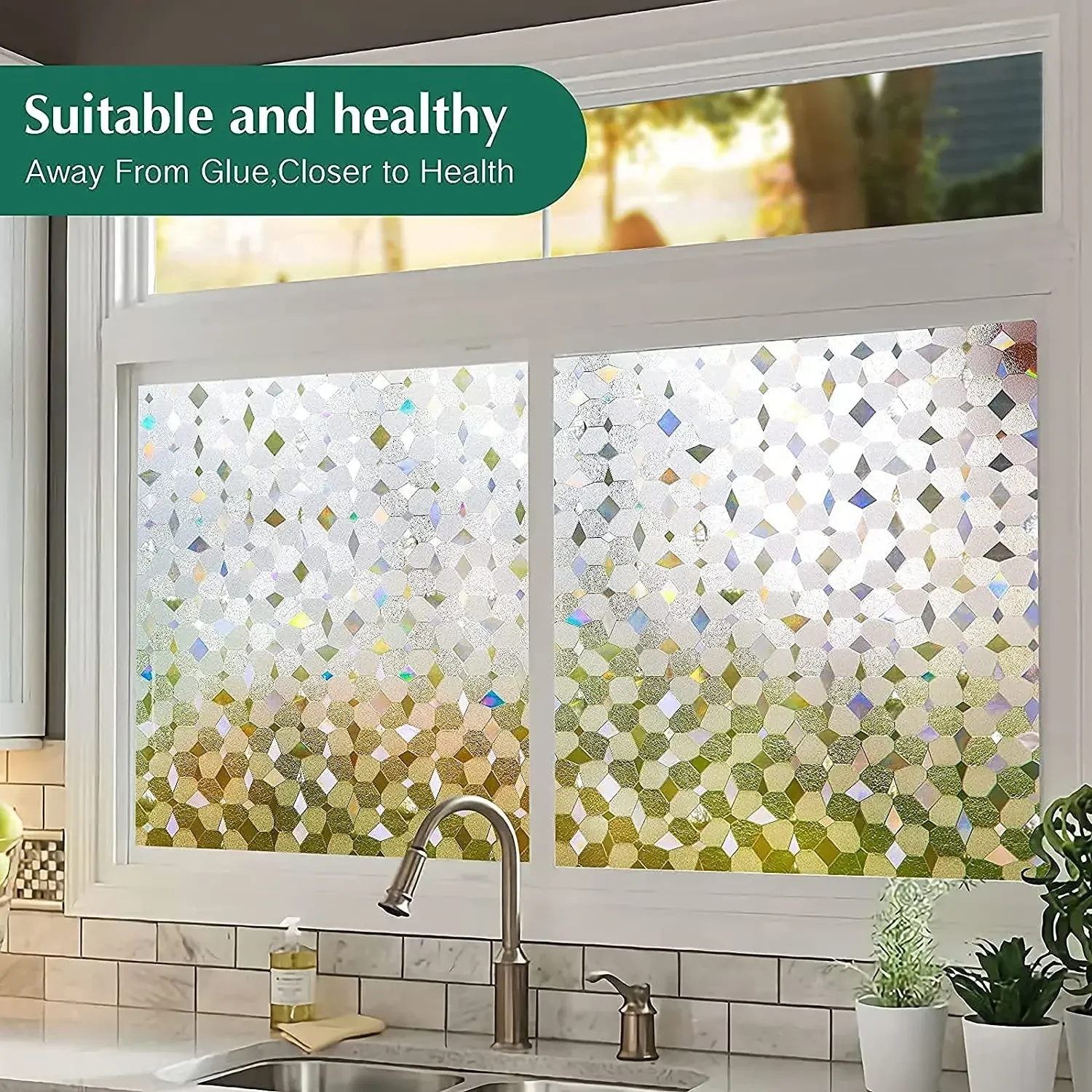 Fresnel Lens Window Film, 3D No Glue Static Decorative Residential Privacy Films for Glass, Non Adhesive, Heat Control, Anti UV