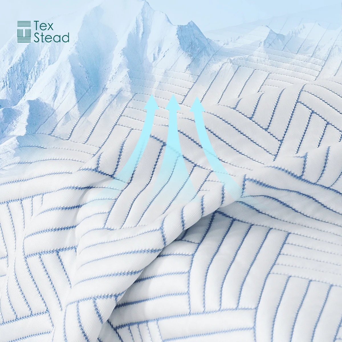 쿨링 에어 레이어 헤링본 쿨링 매트 세트, 통기성 수분 흡수 침대 토퍼 (베개 커버 포함) - 더위를 많이 타는 사람들을 위한 제품