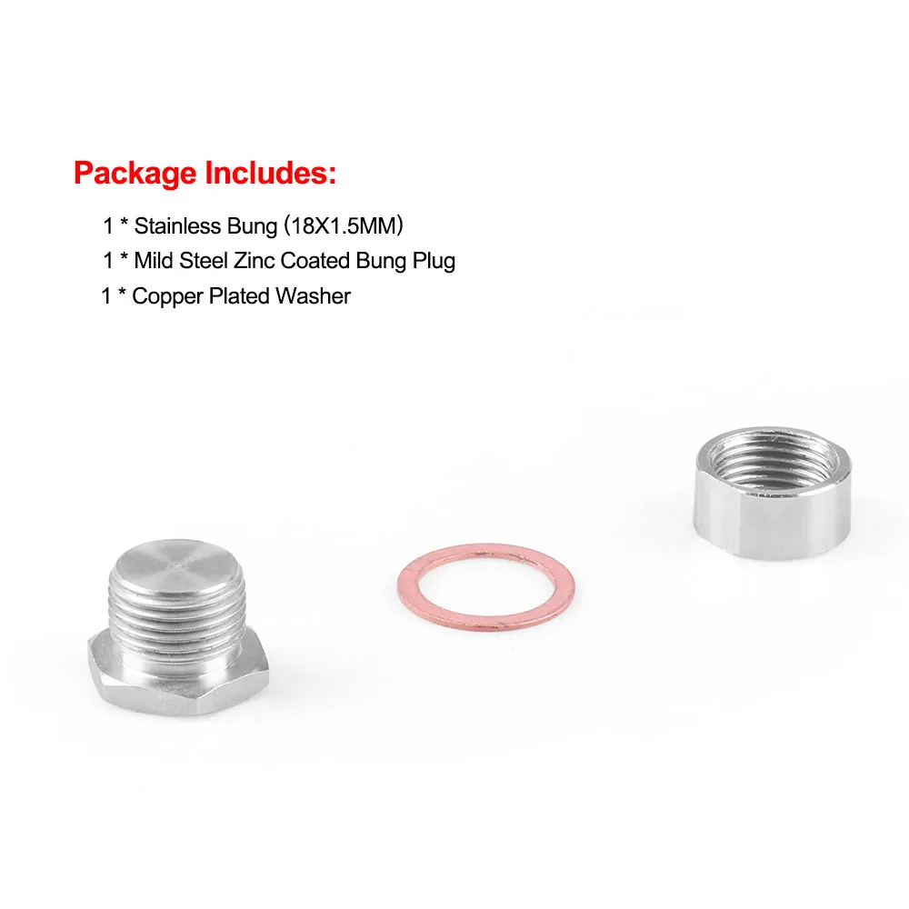 M18X1.5 Oxygen Sensor Stainless Steel Bung Plug Nut Stepped Mounting Cap Kit Plug Nut Plug Wideband Nut Fitting Weld Bungs 3