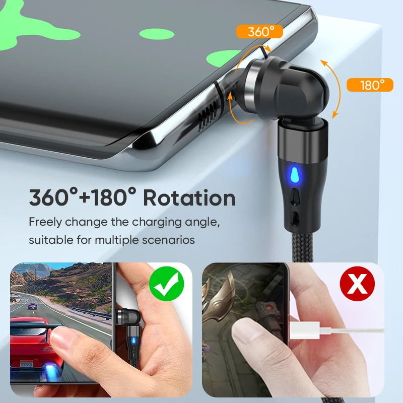 Magnetic USB-C Fast Charging Cable, 60W PD, 2M Length