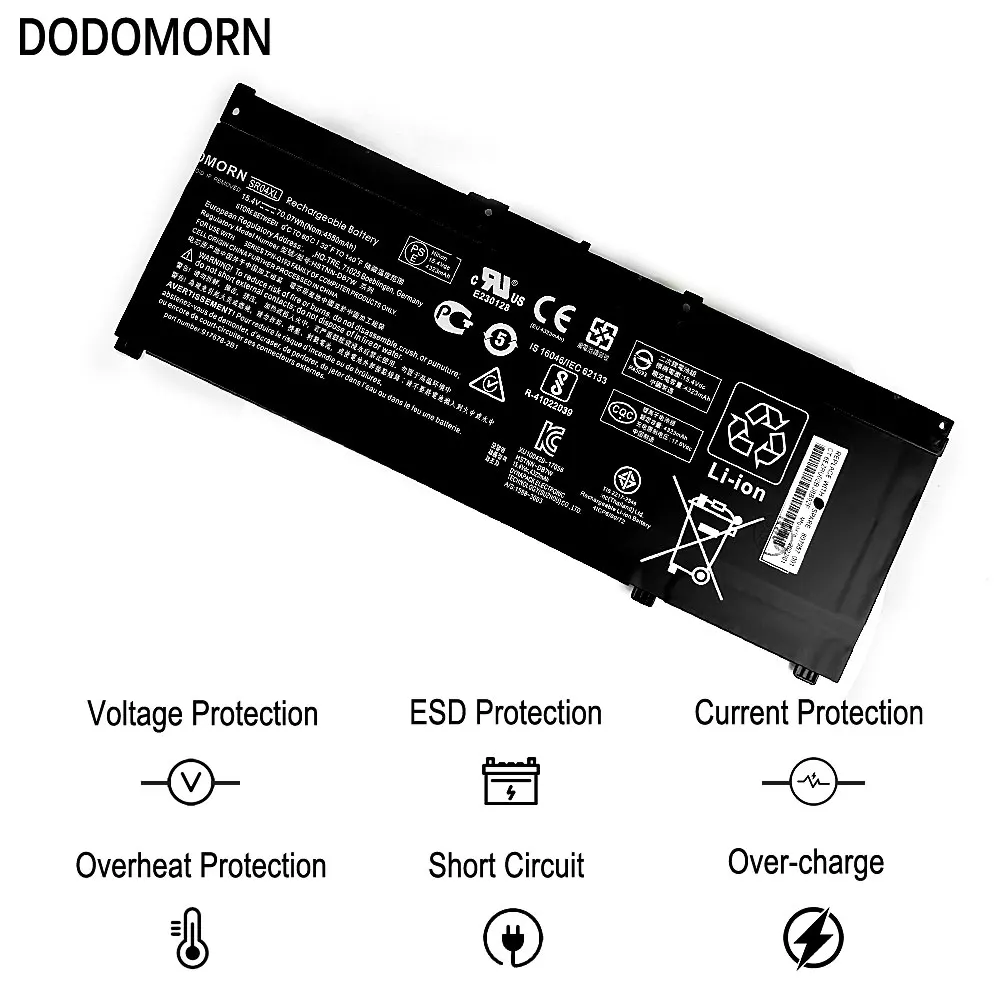 Dododomorn-bateria do Portátil para hp Omen Sr04xl 15-ce000 15-dc0000 Pavilion 15-cb000 Pavilion Gaming 15 2023 4550mah 770 wh Notebook - Imagem 4