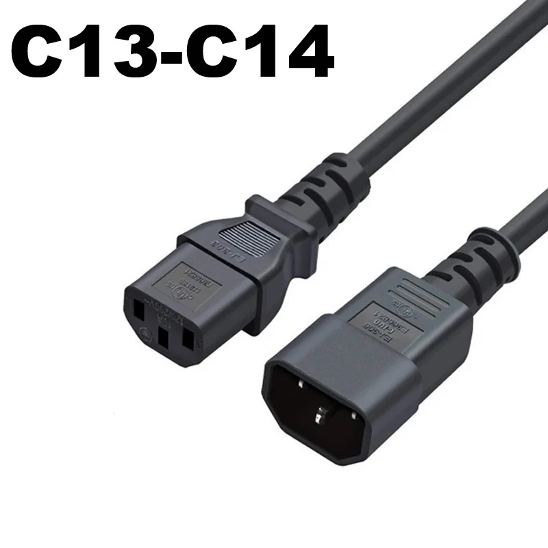 AC85V-265V 10A 1.5M/3M 3PIN EU Cord US UK AU Plug IEC C13 C13 TO C14 Extension Power Adapter Cable For Dell Desktop PC Monitor — view 3