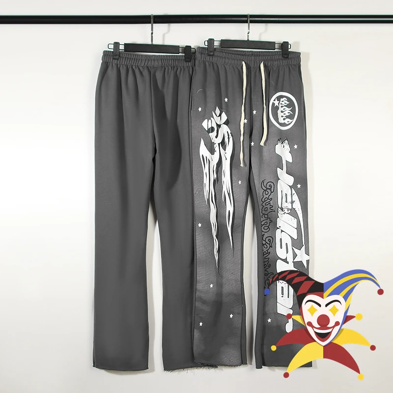 

Hellstar Studios Pants Men Women Vintage Hellstar Pants High Street Sweatpants Terry Flame Flare Trouser