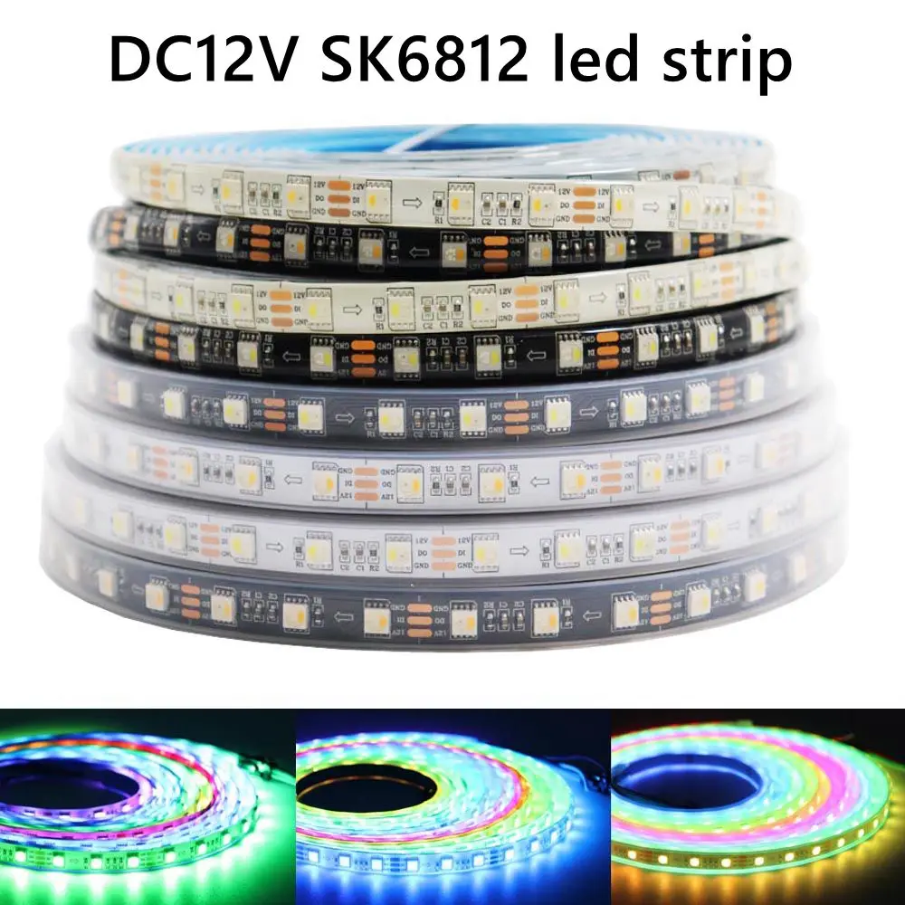 

SK6812 DC12V RGBW RGBWW 5050SMD Led Strip Light One IC Drive 3Leds 4 IN 1 Smart Light 60Leds/m IP30/65/67 Black/White PCB 1-5M