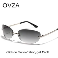OVZA – lunettes de soleil Punk sans bords pour hommes et femmes, verres dégradés, lentilles étroites Anti-UV, S2064 2