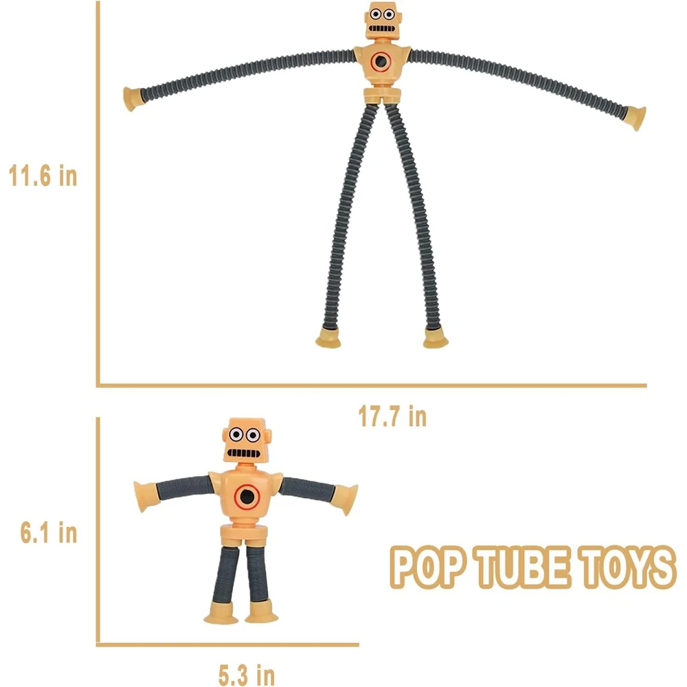 Fidget Toys 4Pcs Pop Tubes Fidget Toys Changing Telescopic Suction Cup Robot Stress Relief Sensory Toys Party Favors For Girl Boys Gifts
