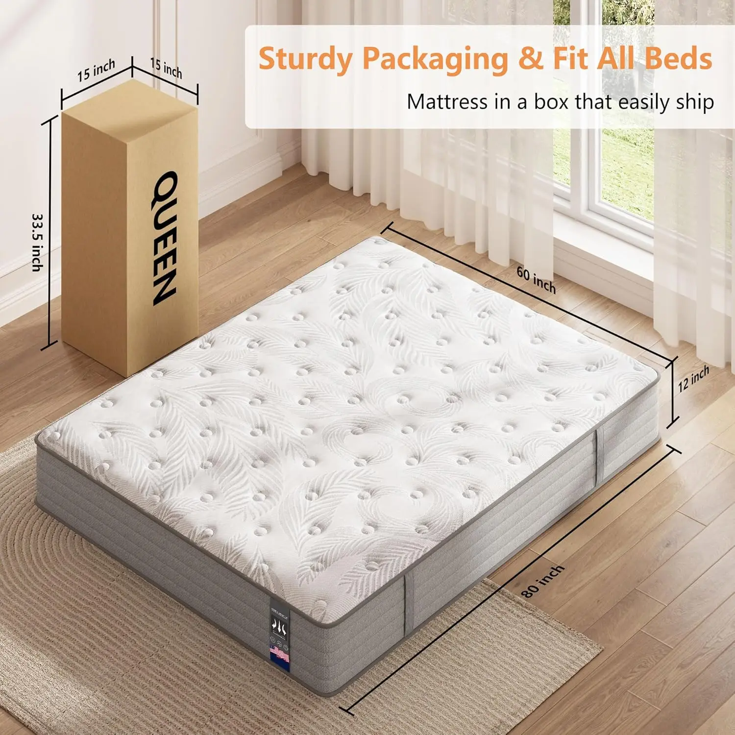 Queen Mattress 12 inch, Hybrid Memory Foam Mattress with Pocket Springs, Queen Size Mattress,Mattress in a Box 2