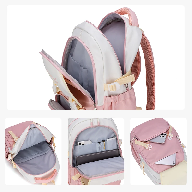 Junior High School Student Schoolbag Female 2024 New Large Capacity 3 to 6 Grade High-Looking Cute Pink Backpack Backpack