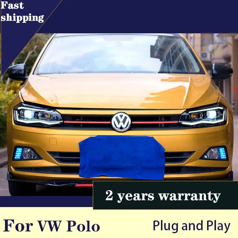 

For VW Polo LED Headlights 2019 For Polo Head lamp Fog Lights Day Running Light DRL H7 LED front Bi-Xenon Lens Double Beam Lens