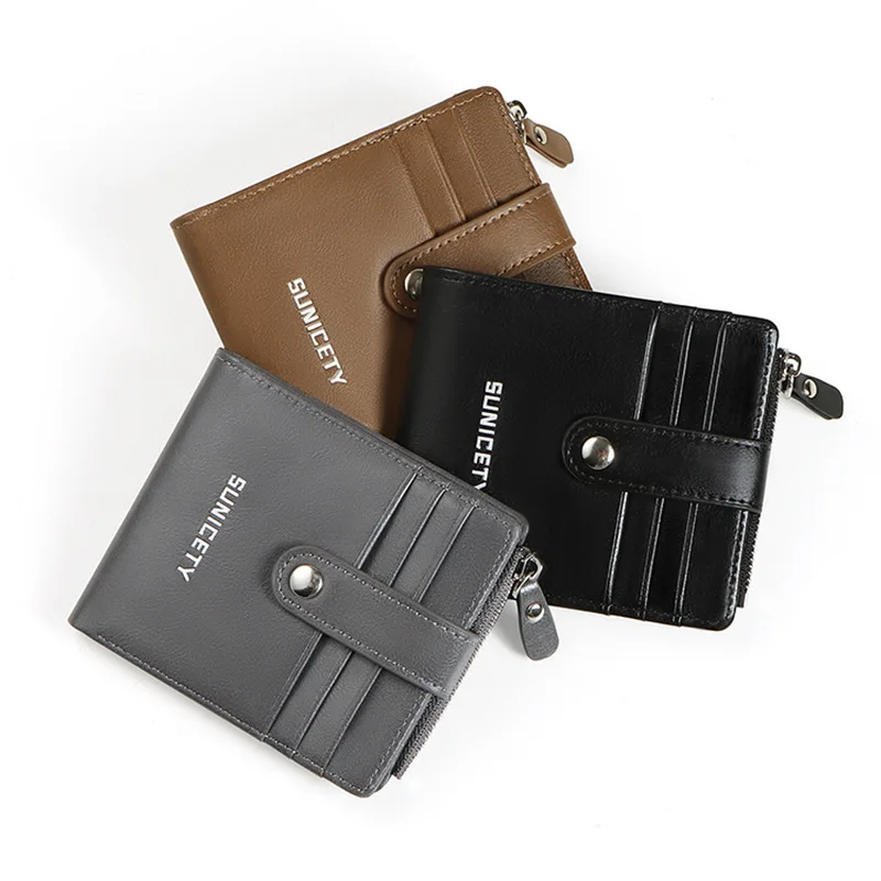 Men's Wallet Multi card position Anti theft swiping PU leather Card Bags business affairs Two fold Short Buckle Wallet New