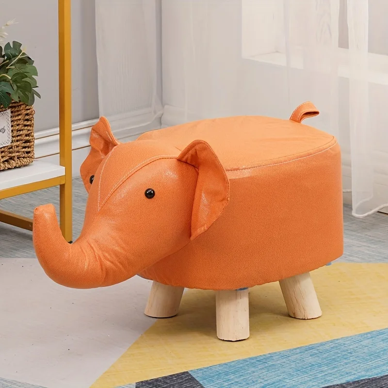 1 Elephant Stool Children's Animal Stool Cute and Creative Elephant Stool Solid Wood Technology Cloth Perfect for Living Room