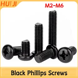 Durable Black Carbon Steel Phillips Truss Head Screw Bolt - M3X6 (100pcs)