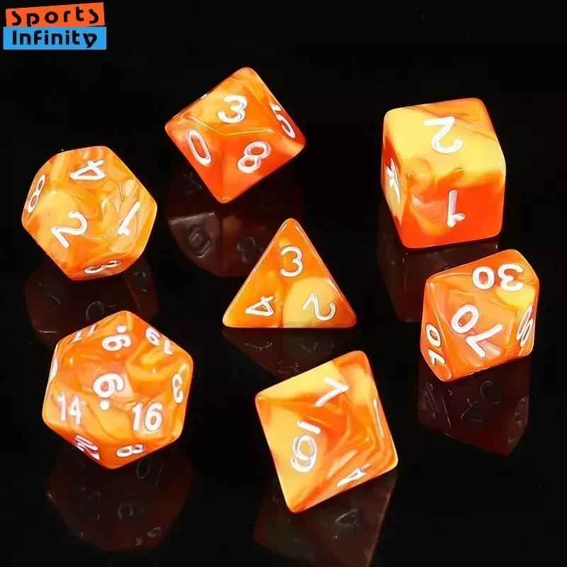 Colorful Polyhedral Dice D20 D12 D10 D8 D6 D4 7 Pcs COC RPG Board Game Running Group Acrylic Number Dice Kit Dnd Set