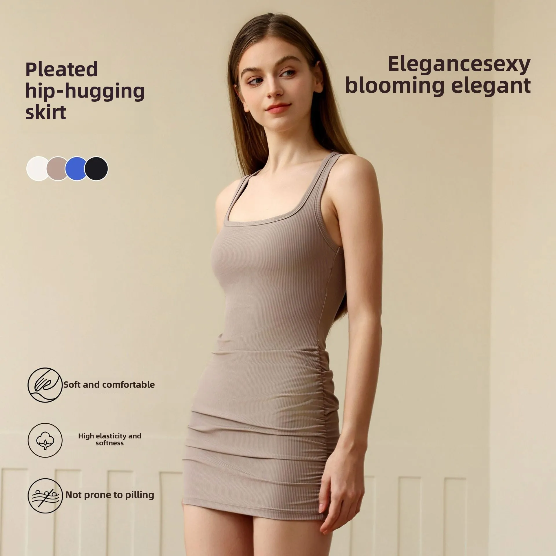 New Sports Vest Dress Pleated Thin Band Chest Pad Tennis Skirt Running Fitness Dance Outer Wear Yoga Clothes