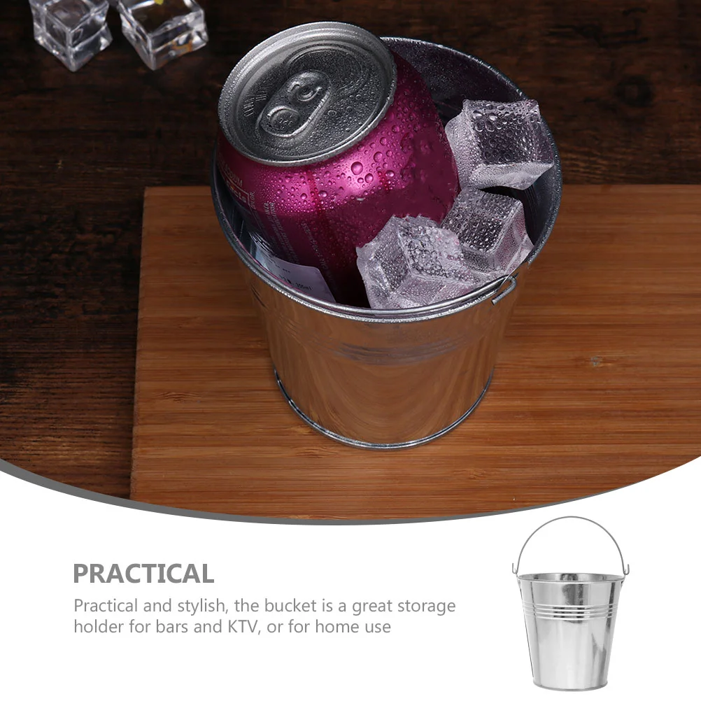 Mini Metal Buckets Handles Small Galvanized Tin Pails Planter Pot Candy Bars Crafts Flower Vase Mini Toy French Fries Party