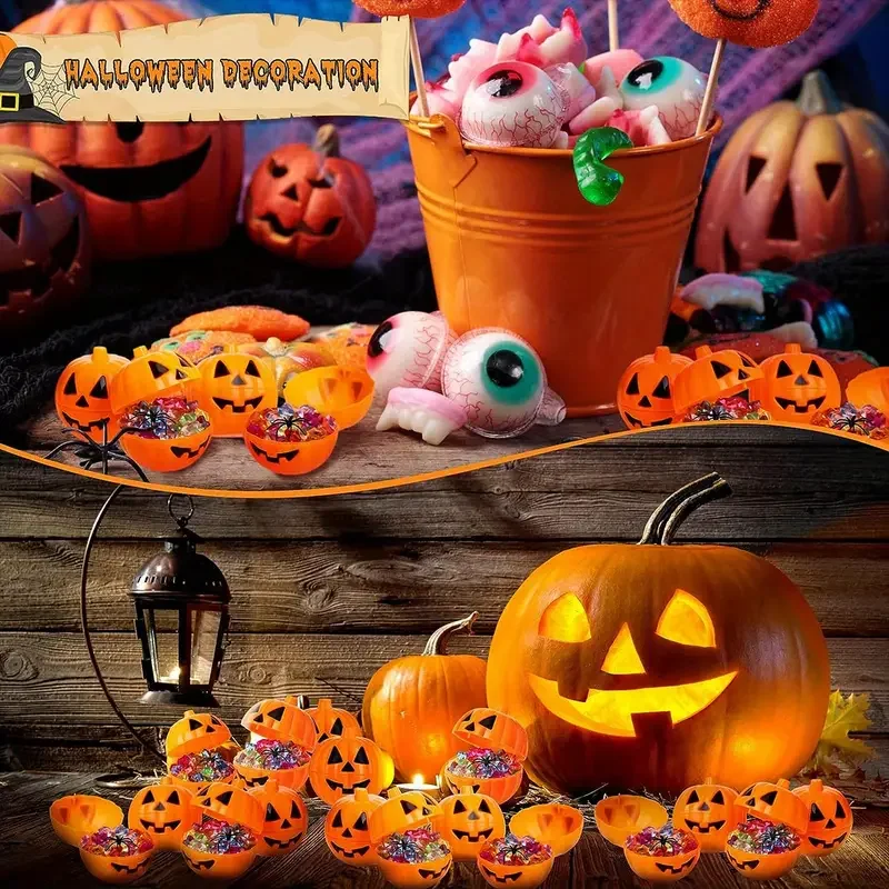 20/40Pcs Mini Halloween Pumpkin Box Plastic Candy Container Kids Trick or Treat Gift Favors Halloween Party Decoration Supplies