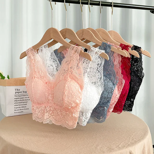 Lace Bras Top Women Sexy Deep V Neck Lingerie Wire Free Tank Tops Female  Underwear V Back Bralette Tops Padded Camisole - AliExpress