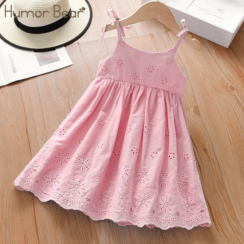 Girls Dress Princess Costume Humor Bear Girls Lace Dress Summer Children's Slip Dress Skirt Hollow out Party