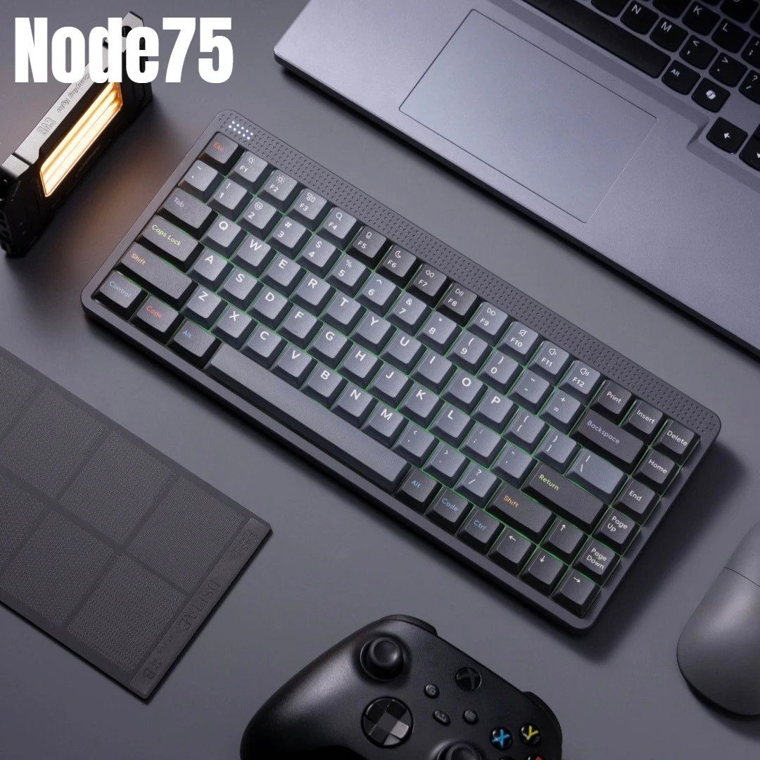 Node75 로우 프로파일 기계식 키보드 맞춤형 무선 트라이 모드 RGB 개스킷 1KHz 리턴 레이트 게이밍 기계식 키보드 선물