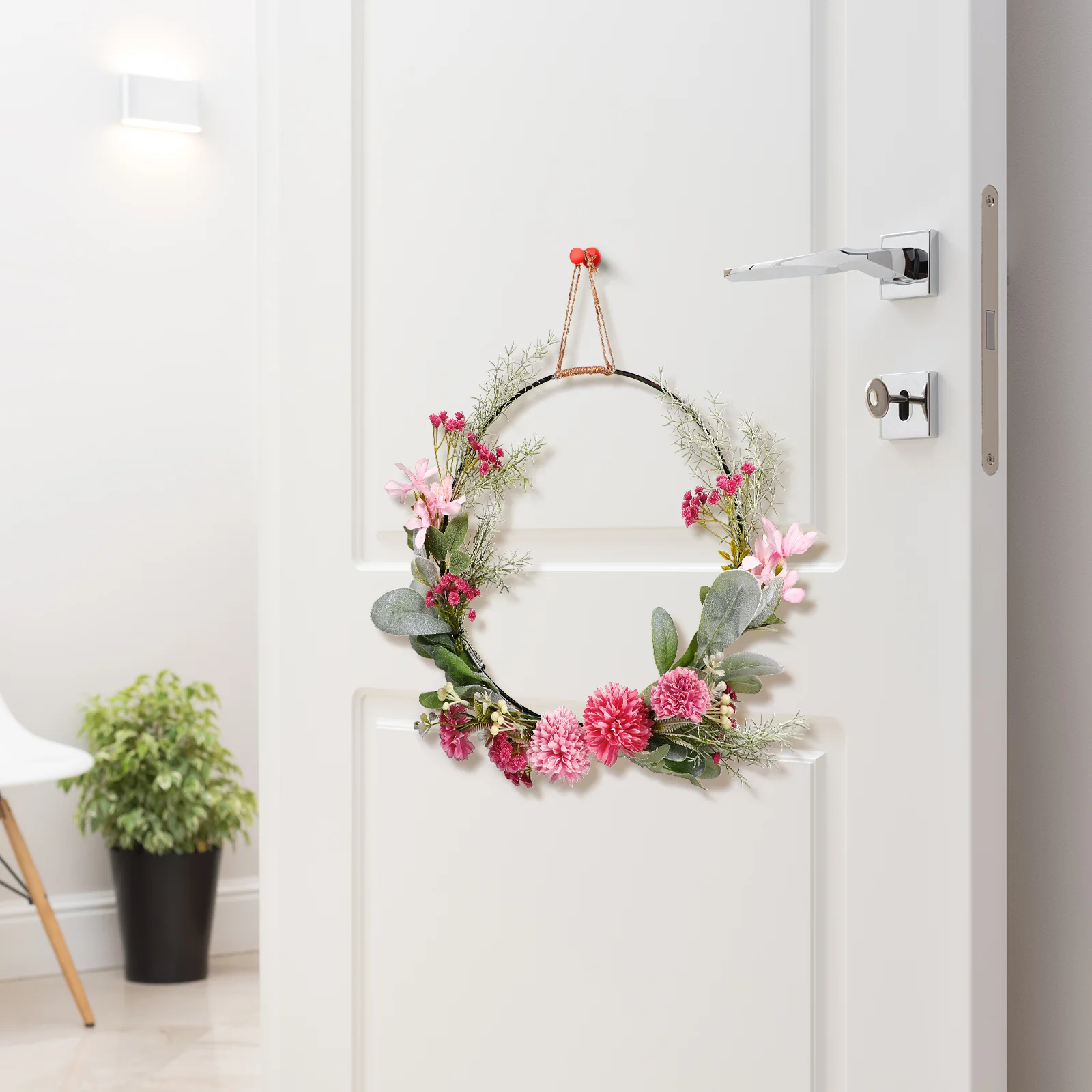 

Artificial Flower Wreath Delicate Hanging Simulation Flowers Leaves Circle Garland Decoration for Wall Front Door Wedding Party