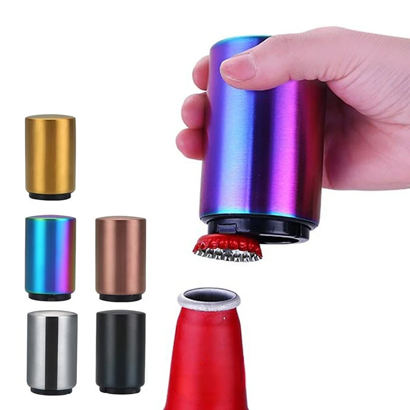 

Multicolor Stainless Steel Wine Opener Portable Bar tools Kitchen Gadgets Party Gift Magnetic Automatic Beer Bottle Opener
