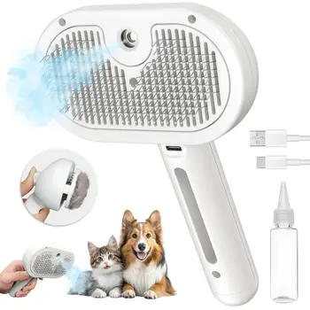 Steam Cat Brush Self-Cleaning Grooming Tool with Steam Spray Remove Floating Hair for Cats Dogs Pet Grooming Supplies Hair Care