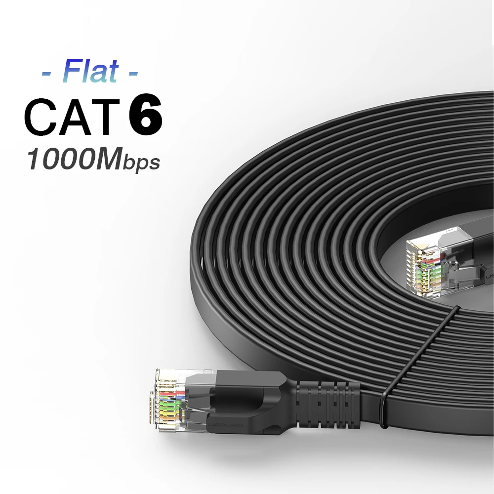 High-Speed CAT 6 Flat Ethernet Cable - Gigabit LAN Network Patch Cord