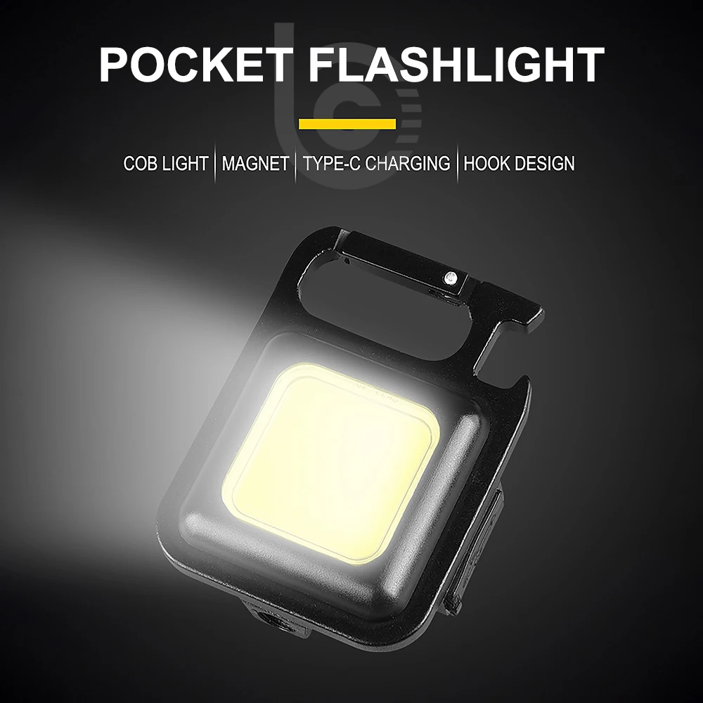 

Mini Led Flashlight Work Light Portable Pocket Flashlight Keychains Usb Rechargeable For Outdoor Camping Small Light Corkscrew