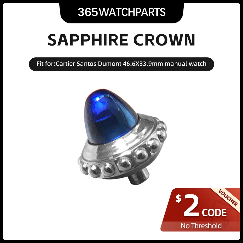 Sapphire Bullet Head Timing Watch Crown Handle Per Cartier Santos Dumont 46.6X33.9Mm Orologio Meccanico Manuale