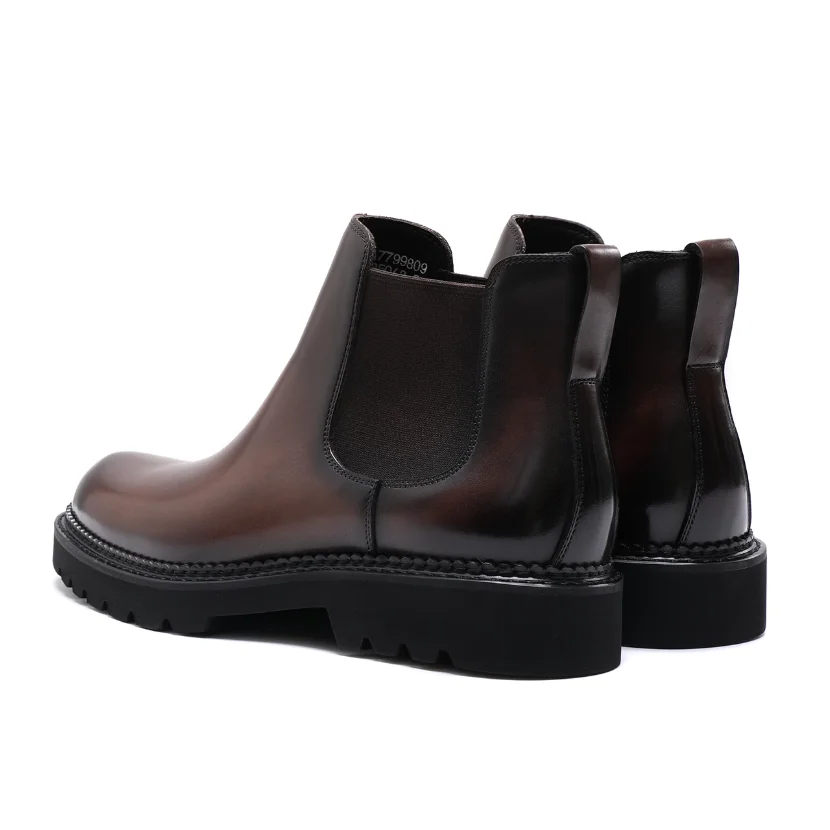 Herren Chelsea Stiefel Business formelle Lederschuhe handgemachte High-Top-Lederschuhe Retro britische kurze Stiefel Herbst und Winter – Detail 8