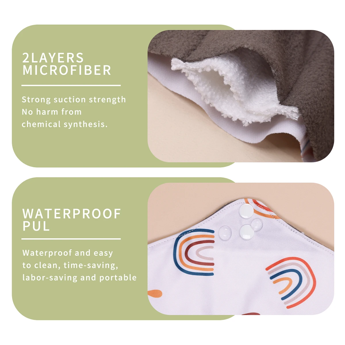sanitary pads S Size Random Color 5pcs/set Absorbent Microfiber Bamboo Charcoal Menstrual Pads Waterproof Washable Reusable Sanitary Pads