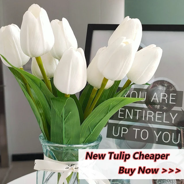 Tulipani Artificiali In Lattice - 12 Pezzi Con Foglie, Fiori Finti Realistici Per Matrimoni, Centrotavola E Decorazioni