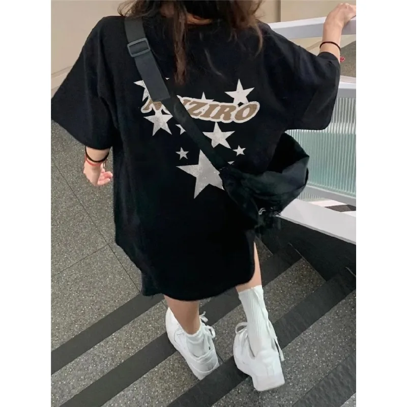 

Star T-shirt Women's Printed Short Sleeve Top Summer New Casual Loose American Vintage High Street Fashion Oversized T-shirts