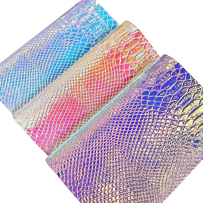 

Snake Skin Grain Embossed Holographic Spunlace Fabric Sheet for DIY Making Bag Decoration Earring Shoe Craft 46*135CM
