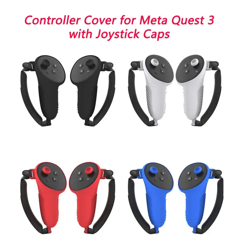 

Силиконовый чехол для контроллера Meta Quest 3, противоскользящий защитный чехол для геймпада с колпачками для джойстика, детали для обновления VR